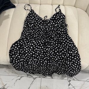 Floral Black and White Women's romper